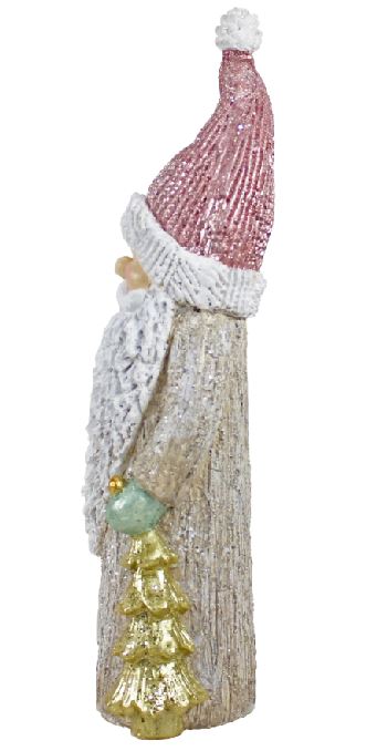 LED Deko Figur Santa mit Tannenbaum in der Hand mit 15 LED