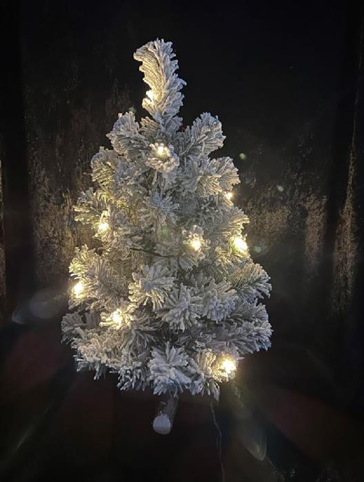 LED Tannenbaum H50cm mit Kunstschnee 15 warm weisse LEDs