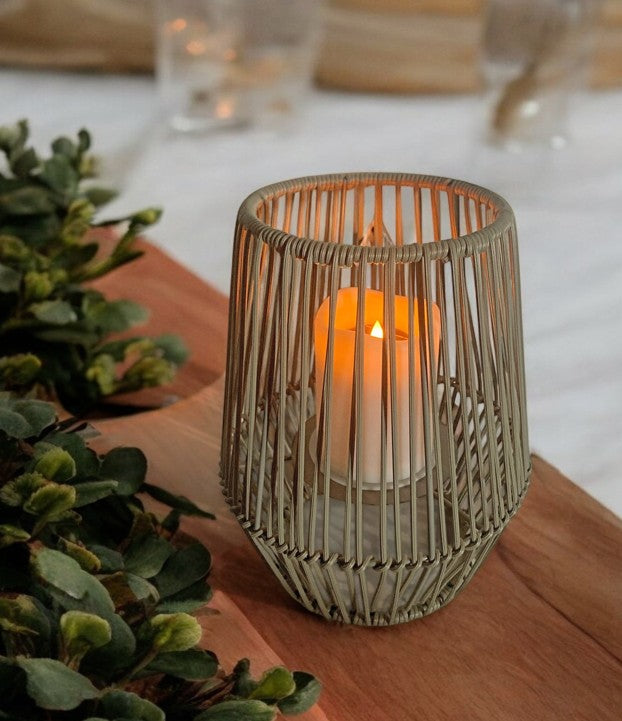 LED Solar Laterne Farbe: grau mit Solar Kerze weiss Grösse Laterne 27x27x31cm