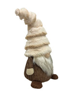 Deko Wichtel stehend braun weiss mit flauschiger Mütze braun weiss
