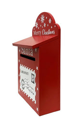 Deko Briefkasten Santa aus Holz bemalt in der Farbe rot H29cm
