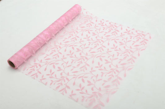 Dekostoff "Organza" - pink mit geflocktem Blätterdruck
36cm x 300cm - gerollt