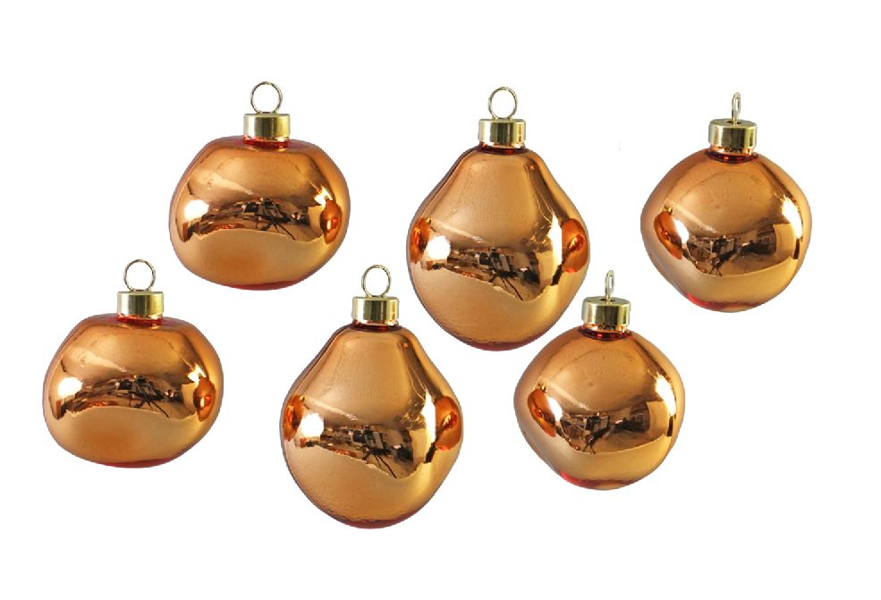 Weihnachtskugel Glas organic 6er Set apricote shiny D6-7cm