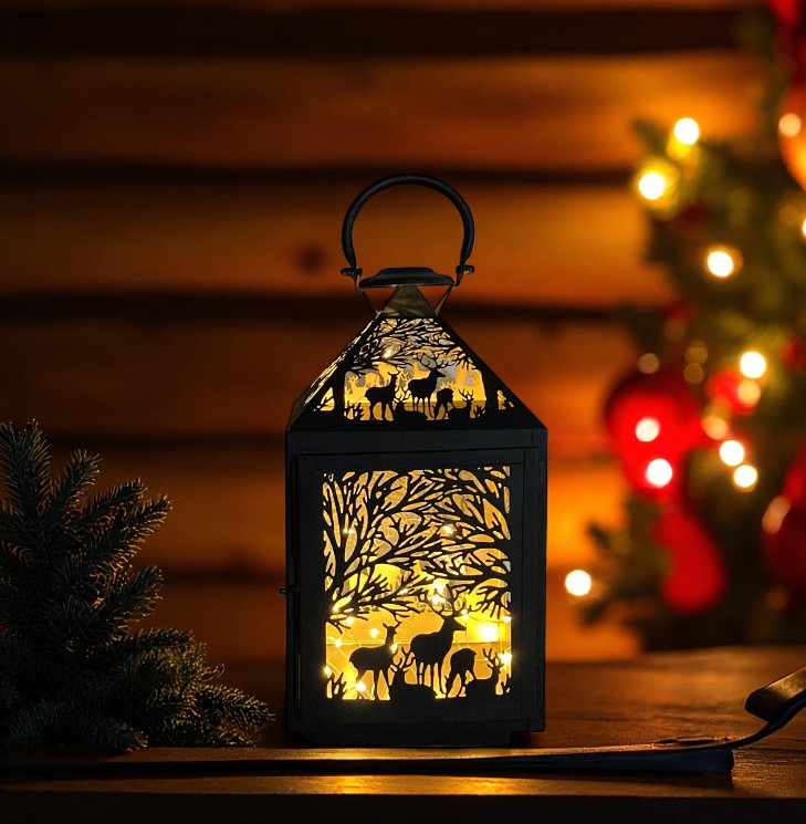 Laterne Forest 2er Set aus Metall Farbe schwarz gold