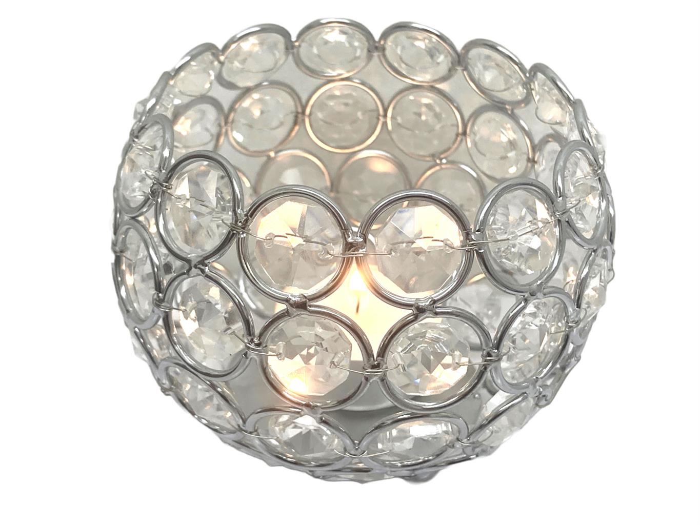 Kerzenhalter mit Strasssteinen 
und verchromtem Metallrahmen
D10cm H8.5cm