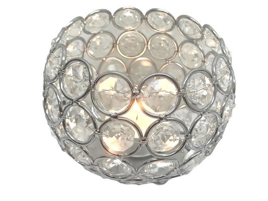 Kerzenhalter mit Strasssteinen 
und verchromtem Metallrahmen
D10cm H8.5cm