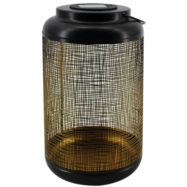 LED Solar Laterne Metall D:15.5cm - H:26cm Farbe: Schwarz / Gold