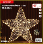 LED Stern Outdoor Metall mit 120 LED Farbe: Silber D: 38cm - T:8cm