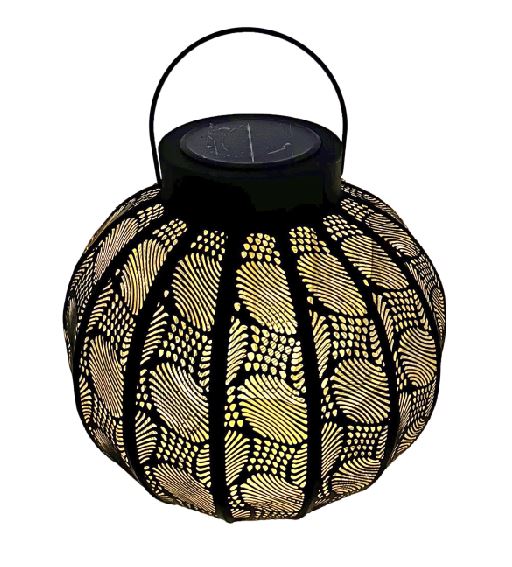 LED Solar Laterne rund D30cm 2 in 1 - Solar oder für Kerzen aus Metall