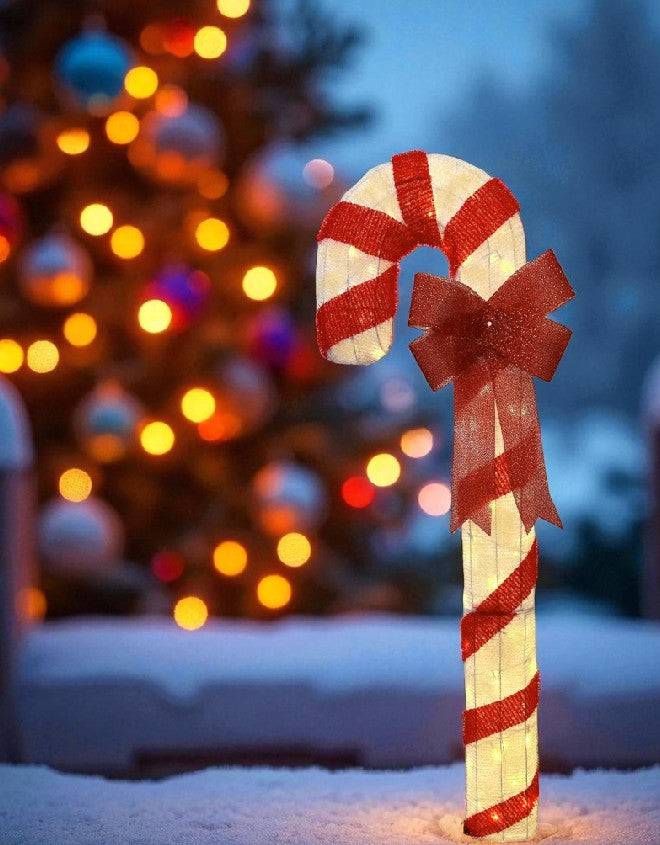 LED Zuckerstange Outdoor Metall mit 76 LED Grösse: 45x36x150cm