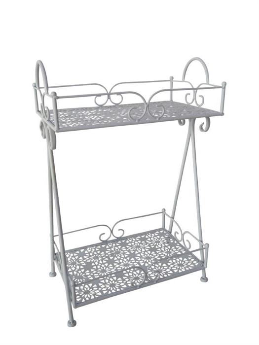 Pflanzenständer aus Metall
mit 2 Ablageflächen
Farbe: Weiss
L:40cm B:25cm H:62cm
