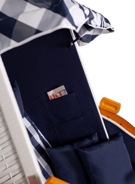 Strandkorb "Ostsee" kariert blau/weiss