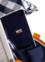 Strandkorb "Ostsee" kariert blau/weiss