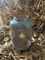 Laterne mit Teelichthalter aus Metall Farbe: Grau/Gold L:13cm B:13cm H:20cm