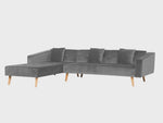 Ecksofa VADSO Grau Samtstoff Rechtsseitig