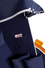 Strandkorb "Ostsee" Uni-Blau Massivholzgestell / wetterfestes Kunstrattan (weiss)