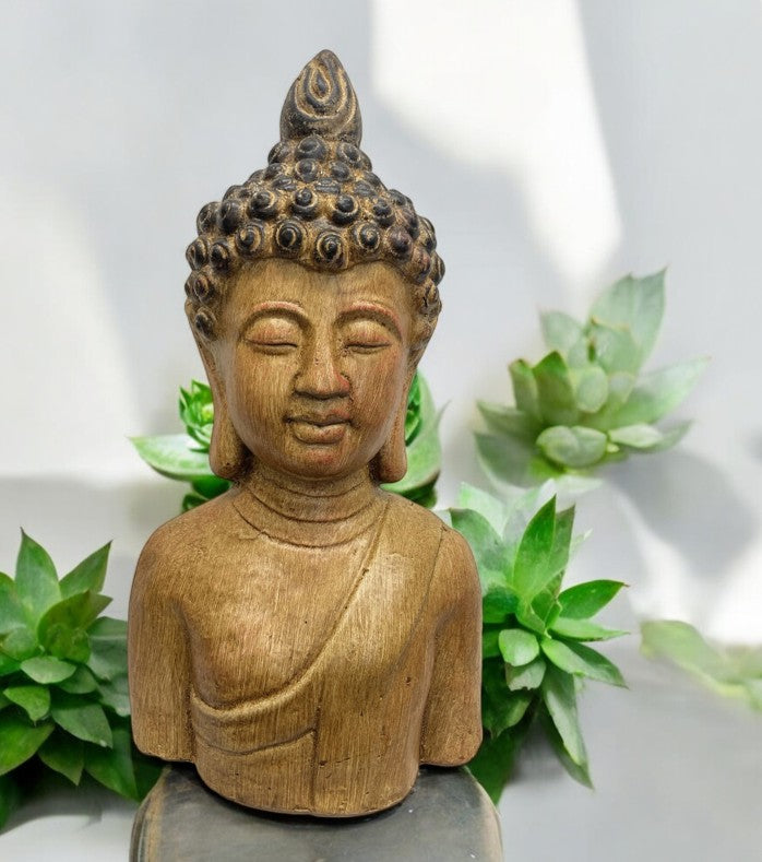 Deko Figur Buddha Büste braun gewischt