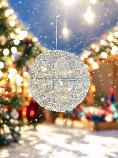 LED Deko Kugel weiss Outdoor aus Metall mit 400 LED Micro Light Durchmesser 30cm