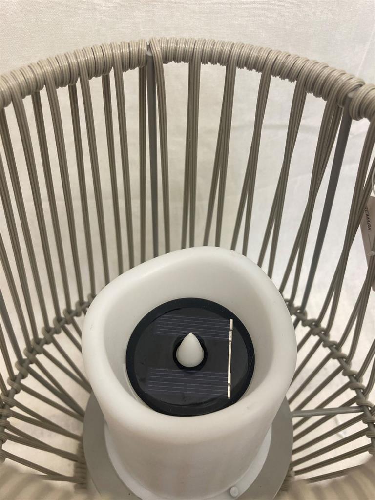 LED Solar Laterne Farbe: grau mit Solar Kerze weiss Grösse Laterne 27x27x31cm