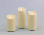 LED Kerze Outdoor Kunststoff creme mit beweglicher Flamme D: 7.5cm - H: 17cm