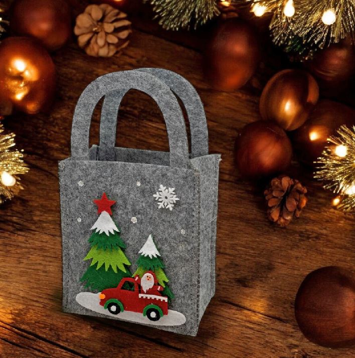 Tasche XMas aus Filz Farbe: Grau L:11cm B:7cm H:19cm