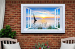 LED Bild aus Canvas 
offenes Fenster auf See
mit 1 LED
