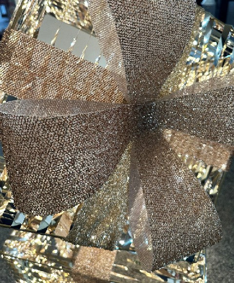 LED Geschenkbox gold Outdoor aus Metall mit 2080LED Micro Light goldige PET Streifen