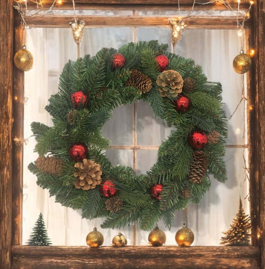 Weihnachtskranz dekoriert 
Durchmesser 40cm