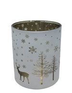 Windlicht aus Glas Farbe: Weiss / Gold D:8.8cm H:10cm