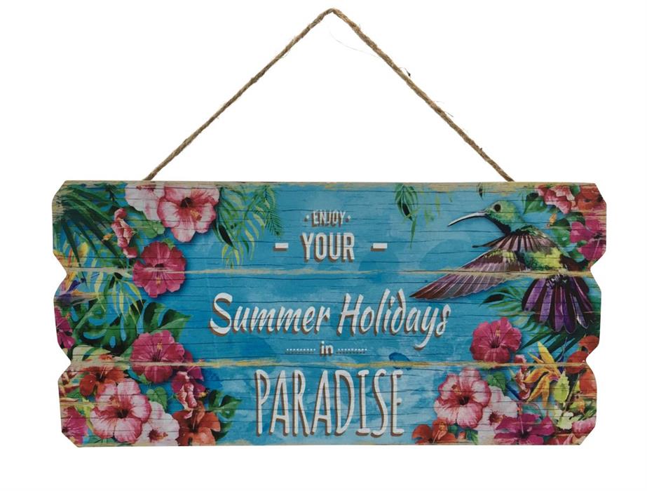 Hänger Bild Paradise aus 
Holz H:15cm L:30cm T:1cm