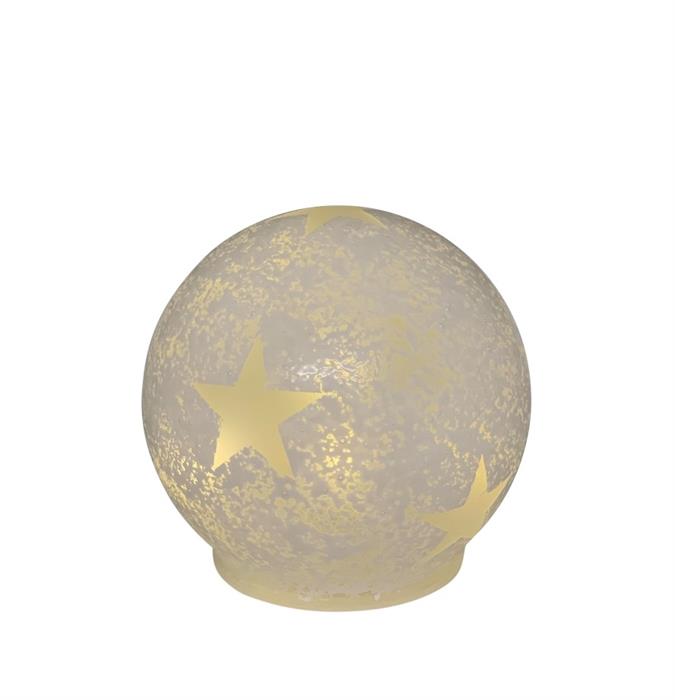 LED Glas Kugel mit 5 LED 
Motive: Stern 
Farbe: Weiss 
D:10cm H:9.5cm