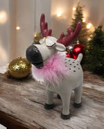 Deko Hirsch aus Keramik H:27cm Brille und Federn Deko L:19cm B:12.5cm H:27cm