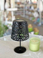 LED Solar Tischleuchte aus Metall in Schwarz D13cm x H25cm