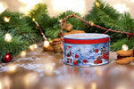 Guetzlidosen 3er Set rund mit XMAS Motiv Santa und Auto Weissblech