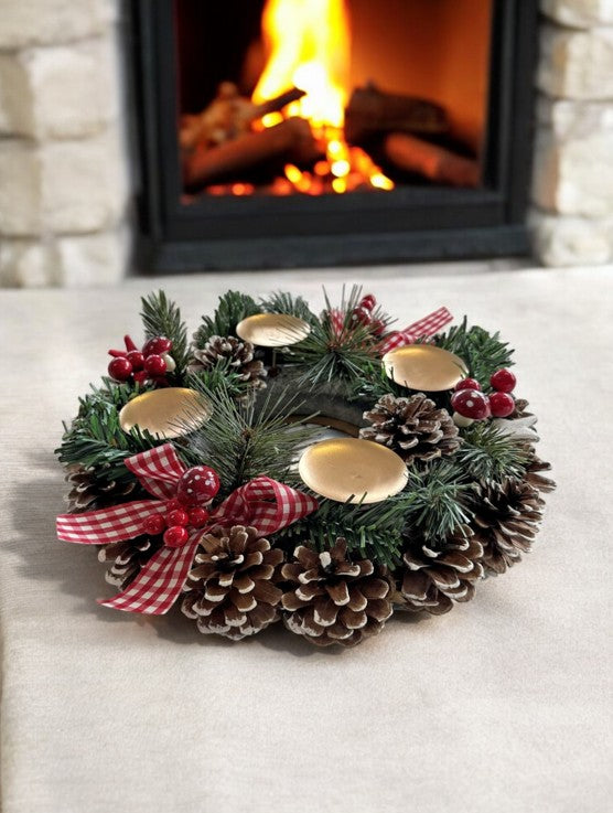 Weihnachtskranz dekoriert, D30cm H:10cm, Farbe: Grün