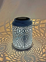 LED Solar Laterne in Blau aus Metall D12.5cm x H17.5cm