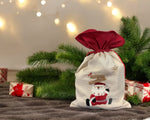 Jutesack mit rotem Zugband Santa Merry Christmas Grösse: B:21cm H:30cm
