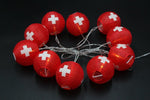 LED Lampion Kette mit 10 LED 
Schweiz L: 180cm+ 
Anschlusskabel 100cm 
Indoor