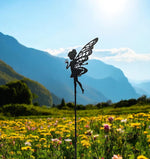 Gartenstecker Fee aus Metall in Schwarz Höhe 106cm