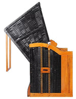 Strandkorb "Ostsee" XXL Uni-Grau Massivholzgestell / wetterfestes Kunstrattan (schwarz)