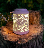 LED Solar Laterne in Rosa aus Metall D12.5cm xH17.5cm