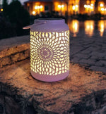 LED Solar Laterne in Rosa aus Metall D12.5cm xH17.5cm