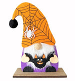 Wichtel Halloween Herbst Filz mit Fledermaus Ständer aus Holz H:18.5cm