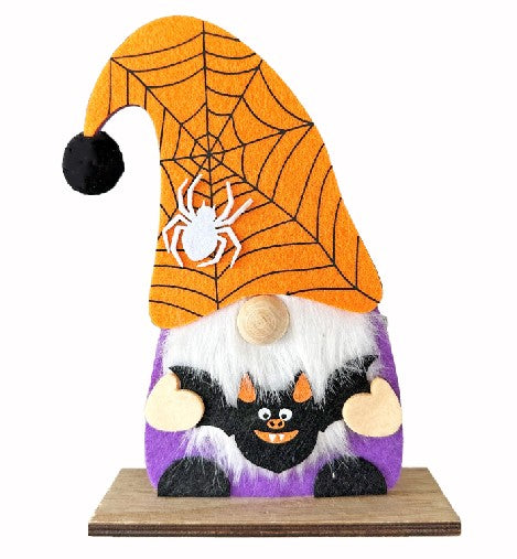 Wichtel Halloween Herbst Filz mit Fledermaus Ständer aus Holz H:18.5cm