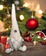 Deko Wichtel Santa sitzend L:16cm B:21cm H:63cm Farbe: Weiss