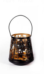 Laterne Forest mit Henkel aus Metall schwarz gold D20cm x H23cm