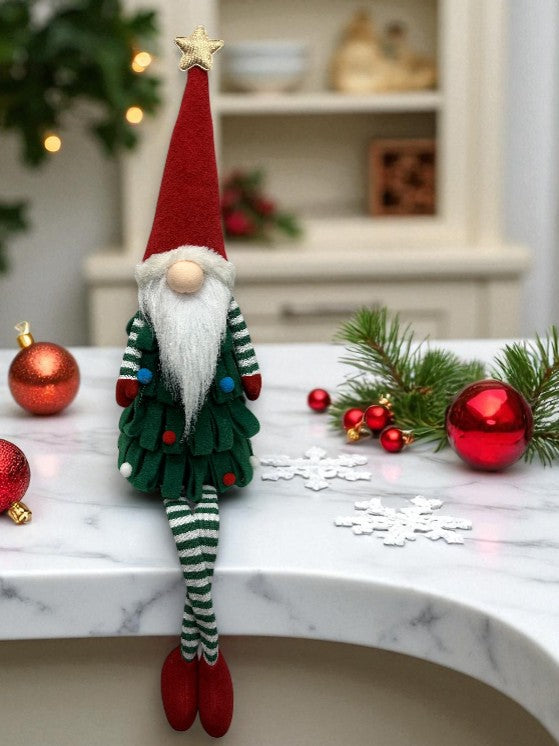 Deko Wichtel Santa Kantenhocker grün rot 75cm