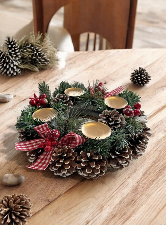 Weihnachtskranz dekoriert, D30cm H:10cm, Farbe: Grün