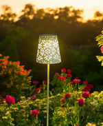 LED Solar Leuchte Gartenstecker aus Metall in Gelb