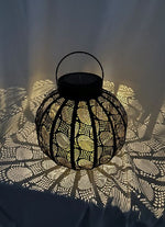 LED Solar Laterne rund D30cm 2 in 1 - Solar oder für Kerzen aus Metall